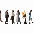 Group of People Walking in Stylish Outfits with Various Clothing Styles