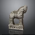 Hand Carved Artistic Horse Sculpture With Textured Surface And Decorative Base