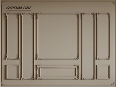 Gypsum Line Decorative Wall Molding Design With Various Patterns And Frames 3d model