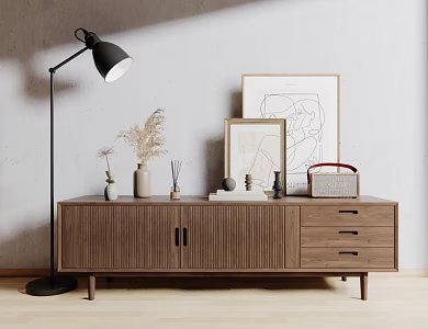Nordic TV Cabinet Solid Wood TV Cabinet 3d model