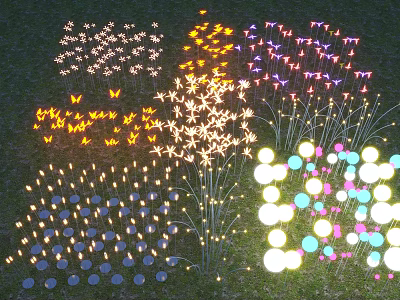 Butterfly Flower Shaped Decorative Lights With Colorful LED For Outdoor Lawn Illumination 3d model