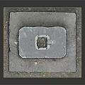 Simple Square Concrete Base Structure With Sunken Center And Small Green Plants