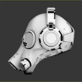 Tactical Weapon Gas Mask With Silver Metallic Finish Round Lenses And Headphone Style