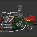 Mechanical Equipment With Multiple Cylinders Metal Frame Pipes Red Components And Green Wheels
