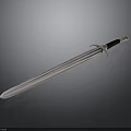 Medieval Style Sword With Polished Metal Blade Black Handle And Shiny Surface