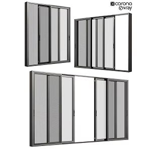 floor-to-ceiling window sliding window casement window kitchen glass door balcony glass door 3d model