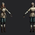 Game Movie Character Outfit With Plaid Jacket Headscarf Blue Pants And Brown Boots