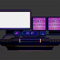 Futuristic Control Panel With Large Screen Multiple Displays And Neon Accents 3d model