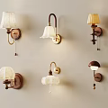 Various Stylish Wall Lamps With White Beige Brown Shades Mounted On Beige Wall
