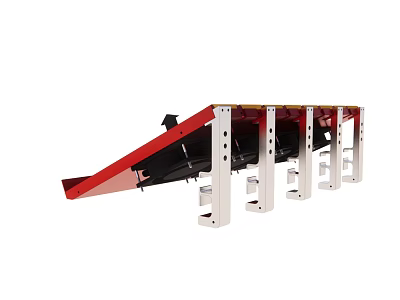 Red Inclined Mechanical Structure With White Support Legs And Black Parts 3d model