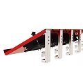 Red Inclined Mechanical Structure With White Support Legs And Black Parts