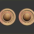 Two Piece Decorative Ornament Set Featuring Orange Pink Gradient Marble Texture Spherical Top Pedestal Design