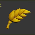 Golden Wheat Ear 3D Rendered Design As Cereal Grain Food Element With Shiny Surface