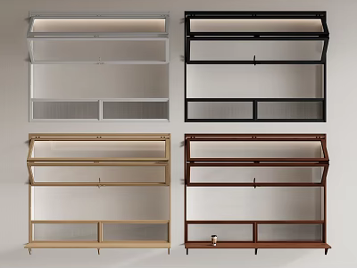 Modern Casement Windows In Various Colors With Sleek Frames And Glass Panels 3d model