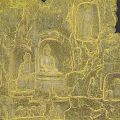 Ancient Buddha Stone Carvings on Cliff Wall with Moss Covered Rock and Natural Setting