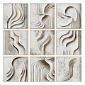 Abstract Paintings Showcasing Wavy Lines Textured Patterns And Neutral Tones In Grid Layout 3d model