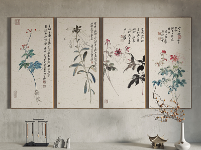 New Chinese-style Plant Painting Hanging Painting Decorative Painting model