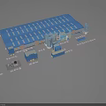 Large Industrial Factory With Blue Steel Roof Loading Area And Industrial Equipment