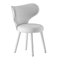 Modern Accent Chair with Ivory Fleece Fabric Curved Backrest and Solid Wood Slim Legs