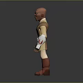 Game And Movie Character Bald Headed Brown Robe White Sleeves Red Belt Brown Boots