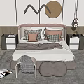 Modern background double bed combination 3d model