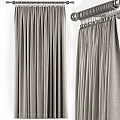 Gray Curtains With Elegant Drape Design Hanging On Curtain Rod For Home Decor