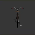 Brown Bicycle With Red Handlebar Brown Seat And Black Wheels On Gray Background