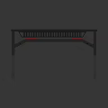 Modern Gaming Desk With Gray Tabletop Black Frame And Red Leg Accents