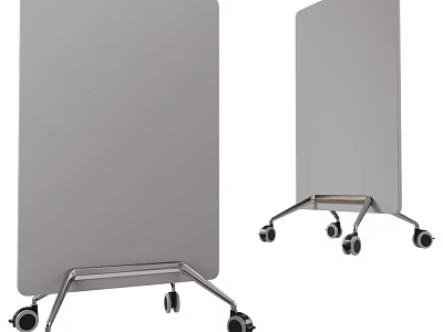 Modern Grey Partition With Metal Frame And Rolling Wheels For Office Space Use 3d model