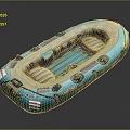 Blue Inflatable Boat With Durable Design Seats And Multiple Air Chambers For Recreational Water Activities