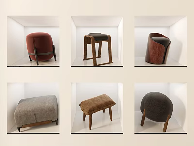 Modern Design Sofa Stools In Various Colors With Wooden Legs For Living Room 3d model