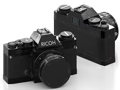 RICOH Black Vintage Cameras With Classic Design And Manual Controls 3d model