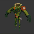 Green Tactical Combat Uniform With Red Star Armor And Gear Straps 3d model