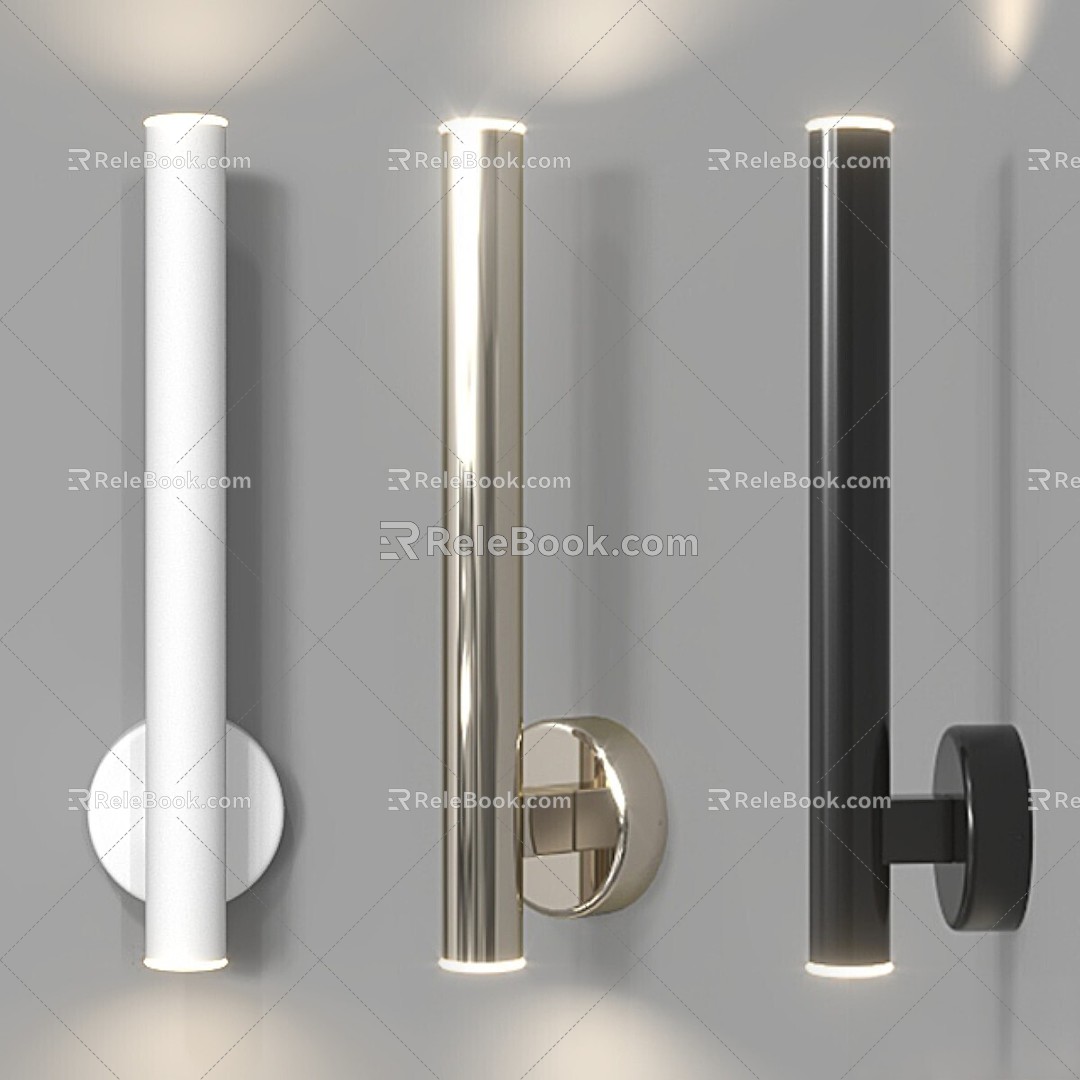 Wall lamp chrome plated gold black and white 3d model