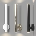 Modern Minimalist Wall Lamps In White Silver Black With Sleek Design Mounted On Grey Wall