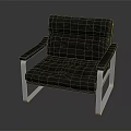 Black Leather Single Sofa With Metal Frame For Modern Living Room