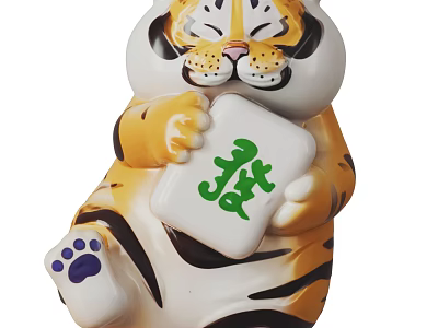 Modern Doll Pang Tiger Cartoon Tiger Q Version Trendy Play Hand-made Blind Box Toy 3d model