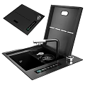 Modern Kitchen Faucets With Stainless Steel Sinks Drainer And Wooden Cutting Board