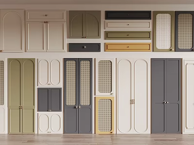 Various Kitchen Cabinet Door Styles With Different Colors And Panel Designs 3d model