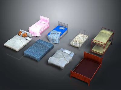 Diverse Bed Furniture Collection With Single Double And Bunk Bed Designs 3d model