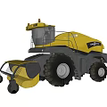 Yellow Agricultural Harvester Utility Vehicle With Large Tires Cabin And Harvesting Attachment