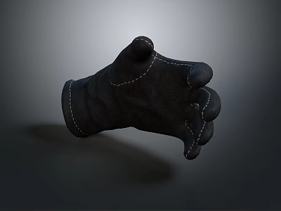 Essential Daily Use Black Glove With Stitched Design And Comfortable Fit For Everyday Needs 3d model