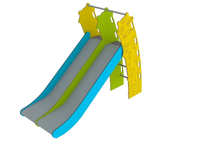 Colorful Kids Playground Slide Equipment With Blue Gray Double Slides And Animal Shaped Design 3d model