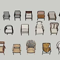 Various Leisure Chair Designs with Multiple Styles and Unique Shapes 3d model