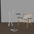 Cassina Accent Chair Modern Design With Wooden Frame Striped Cushion And Armrests