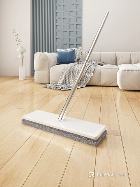 White Flat Mop with Microfiber Pad for Effective Hardwood Floor Home Cleaning 3d model 