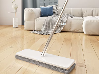 White Flat Mop with Microfiber Pad for Effective Hardwood Floor Home Cleaning 3d model
