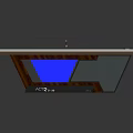 Modern Tabletop Device with Wooden Stand Blue LED Lighting and Sliding Control Bar