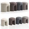 Textured Fabric Sofa Stools In Multiple Gray Tones For Living Room Decor 3d model