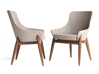 Modern Minimalist Dining Chairs With Light Gray Fabric Upholstery Wooden Legs And Armrests 3d model
